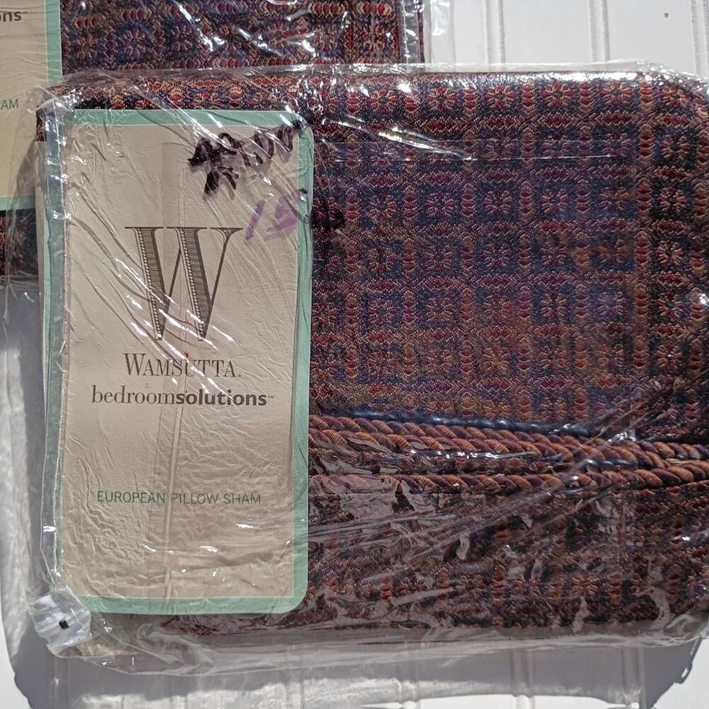 Vintage Pair of WAMSUTTA Euro Shams Hermitage Brown Maroon European Pillow NWT
